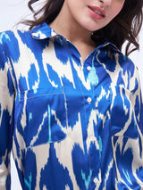 IKAT PRINTED SHIRTDRESS WITH PATCH POCKETS