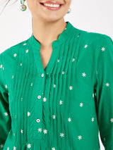 LONG SLEEVE PINTUCK EMBROIDERY TOP