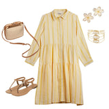 Dress up in our collar tiered dress with these accessories