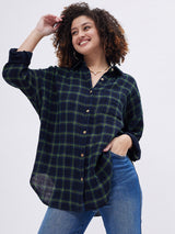 PLAID OVERSIZE BUTTON DOWN SHIRT