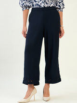 LACE TRIM LINEN PANTS