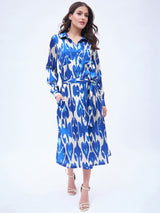 IKAT PRINTED SHIRTDRESS WITH PATCH POCKETS