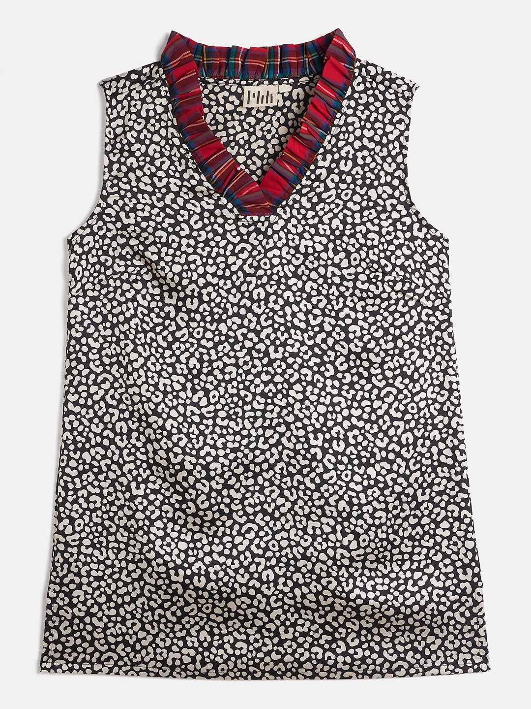 CONTRAST RUFFLE NECK DETAIL TOP