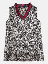 CONTRAST RUFFLE NECK DETAIL TOP