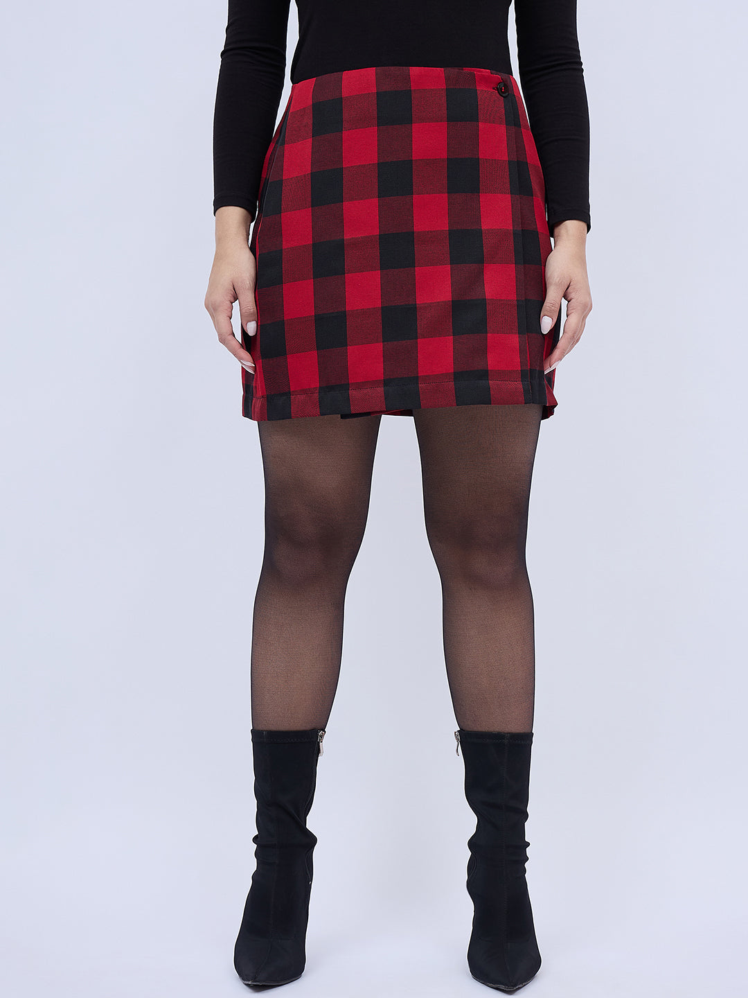 WRAP AROUND PLAID SKIRT