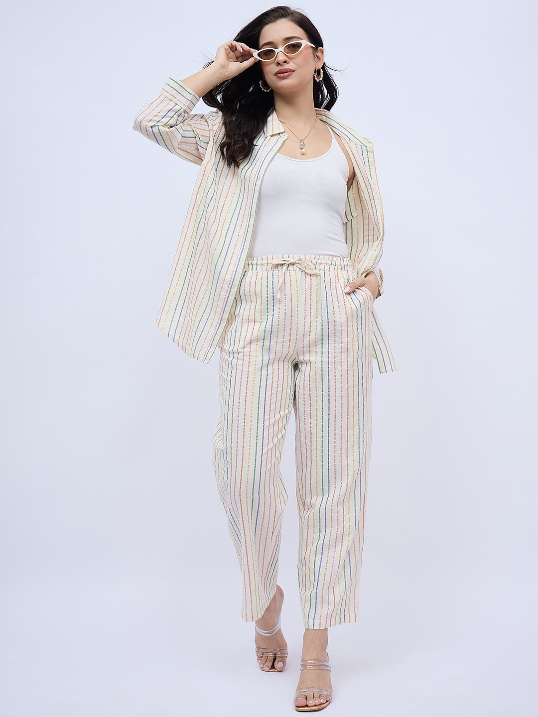 MULTI SHINE STRIPE PANTS