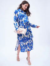 IKAT PRINTED SHIRTDRESS WITH PATCH POCKETS