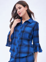 PLAID FLARE CUFF SHIRT