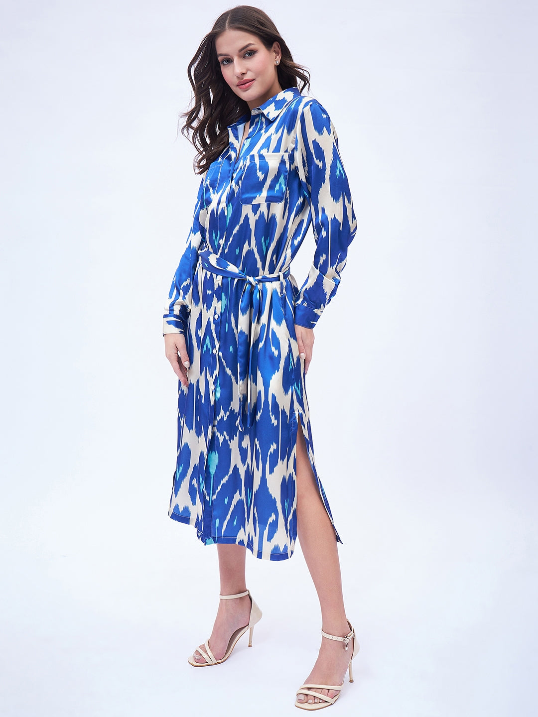 IKAT PRINTED SHIRTDRESS WITH PATCH POCKETS