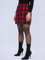 WRAP AROUND PLAID SKIRT
