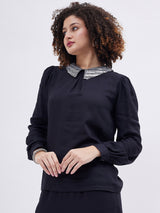 BLACK TOP WITH SPARKLY DRESS UP COLLAR