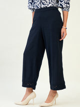 LACE TRIM LINEN PANTS