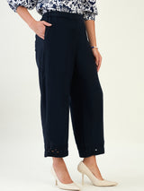 LACE TRIM LINEN PANTS