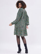 RUFFLE DETAIL FLARE BOTTOM DRESS