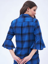 PLAID FLARE CUFF SHIRT