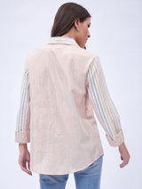 MIX AND MATCH METALLIC BUTTON DOWN SHIRT