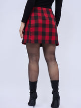 WRAP AROUND PLAID SKIRT