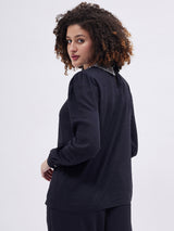 BLACK TOP WITH SPARKLY DRESS UP COLLAR