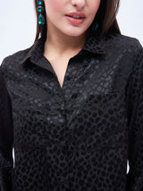 FLORAL JACQUARD FLARE SLEEVE SHIRT