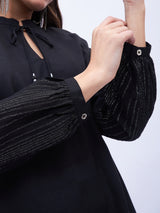 SPLIT NECK PEASENT STYLE TOP WITH TASSELS
