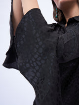 FLORAL JACQUARD FLARE SLEEVE SHIRT