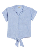 STRIPE LINEN KNOT TIE SHIRT