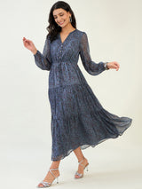 LONG SLEEVE PRINTED MAXI DRESS