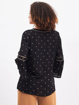 FLARE SLEEVE LUREX DETAIL TOP