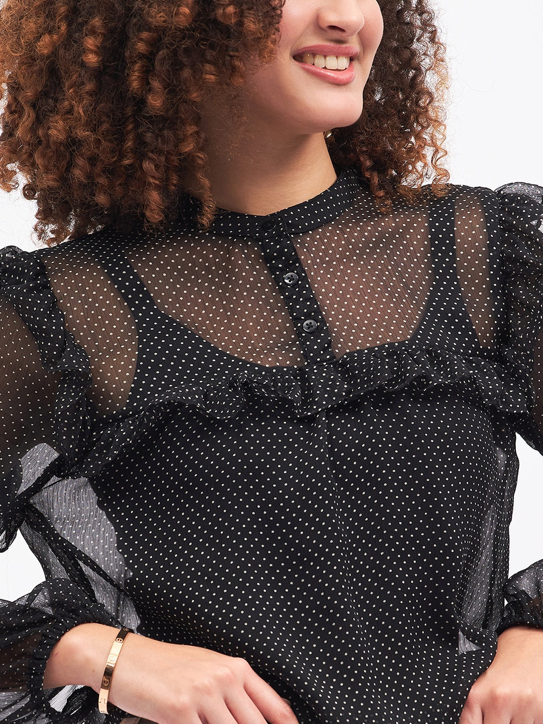 RUFFLE DETAIL PLEASENT TOP