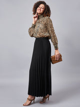 SMOCKED ANIMAL PRINTED TOP
