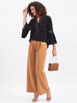 FLARE SLEEVE LUREX DETAIL TOP