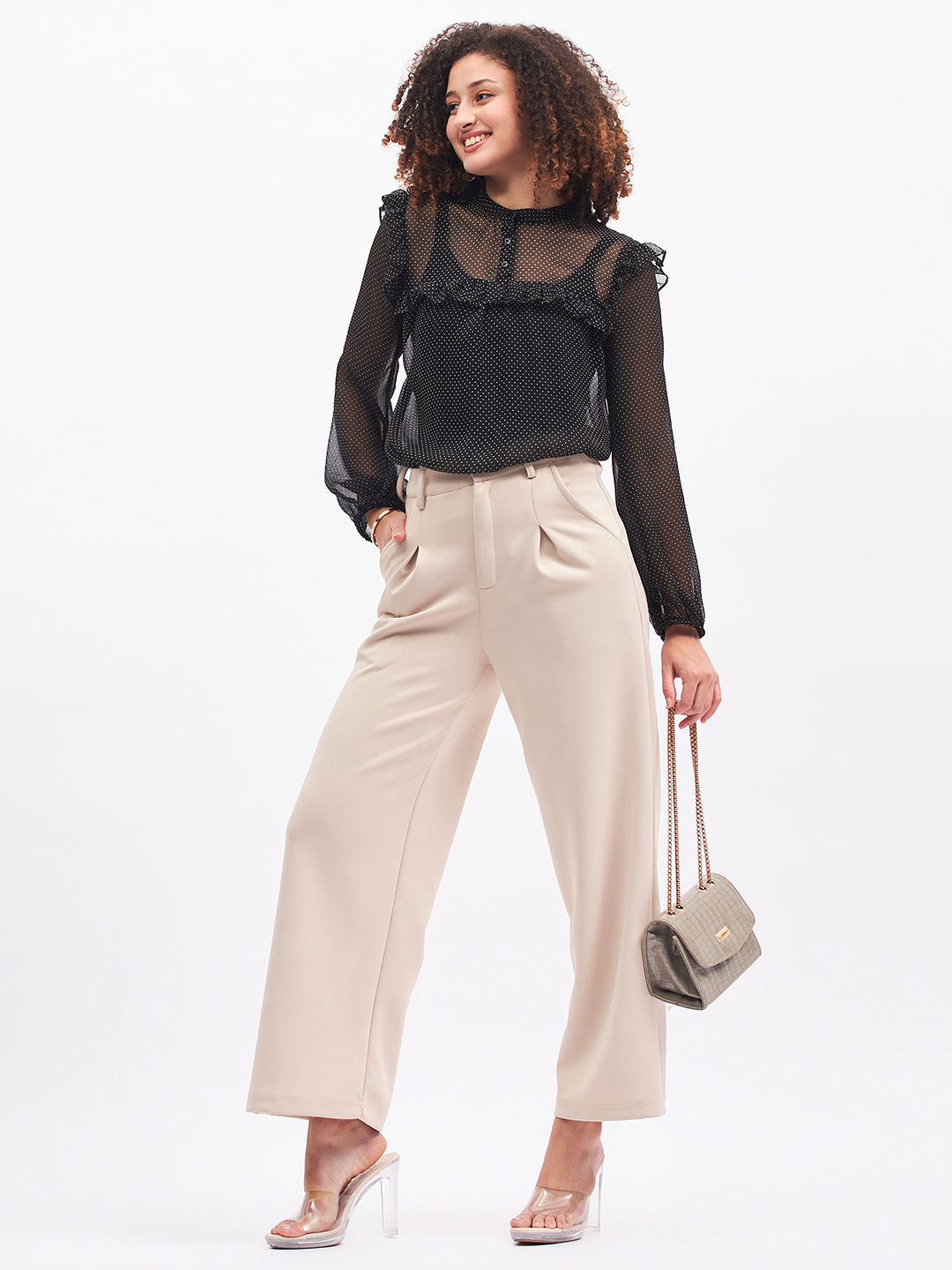 RUFFLE DETAIL PLEASENT TOP