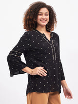 FLARE SLEEVE LUREX DETAIL TOP