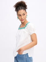 KNOT TOP WITH CROTCHET NECKLINE