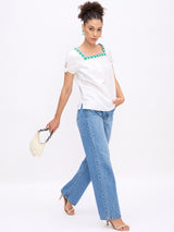 KNOT TOP WITH CROTCHET NECKLINE