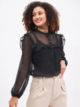 RUFFLE DETAIL PLEASENT TOP