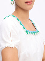 KNOT TOP WITH CROTCHET NECKLINE