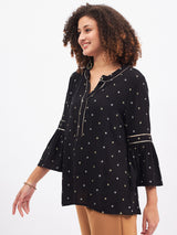 FLARE SLEEVE LUREX DETAIL TOP