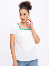 KNOT TOP WITH CROTCHET NECKLINE