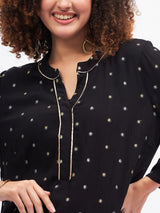 FLARE SLEEVE LUREX DETAIL TOP