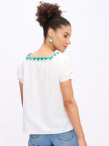 KNOT TOP WITH CROTCHET NECKLINE