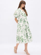 PUFF SLEEVES 3/TIER LONG DRESS