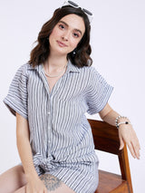 PIN STRIPE KNOTTED SHIRT