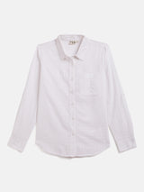 WHITE ROLL UP SLEEVE SHIRT