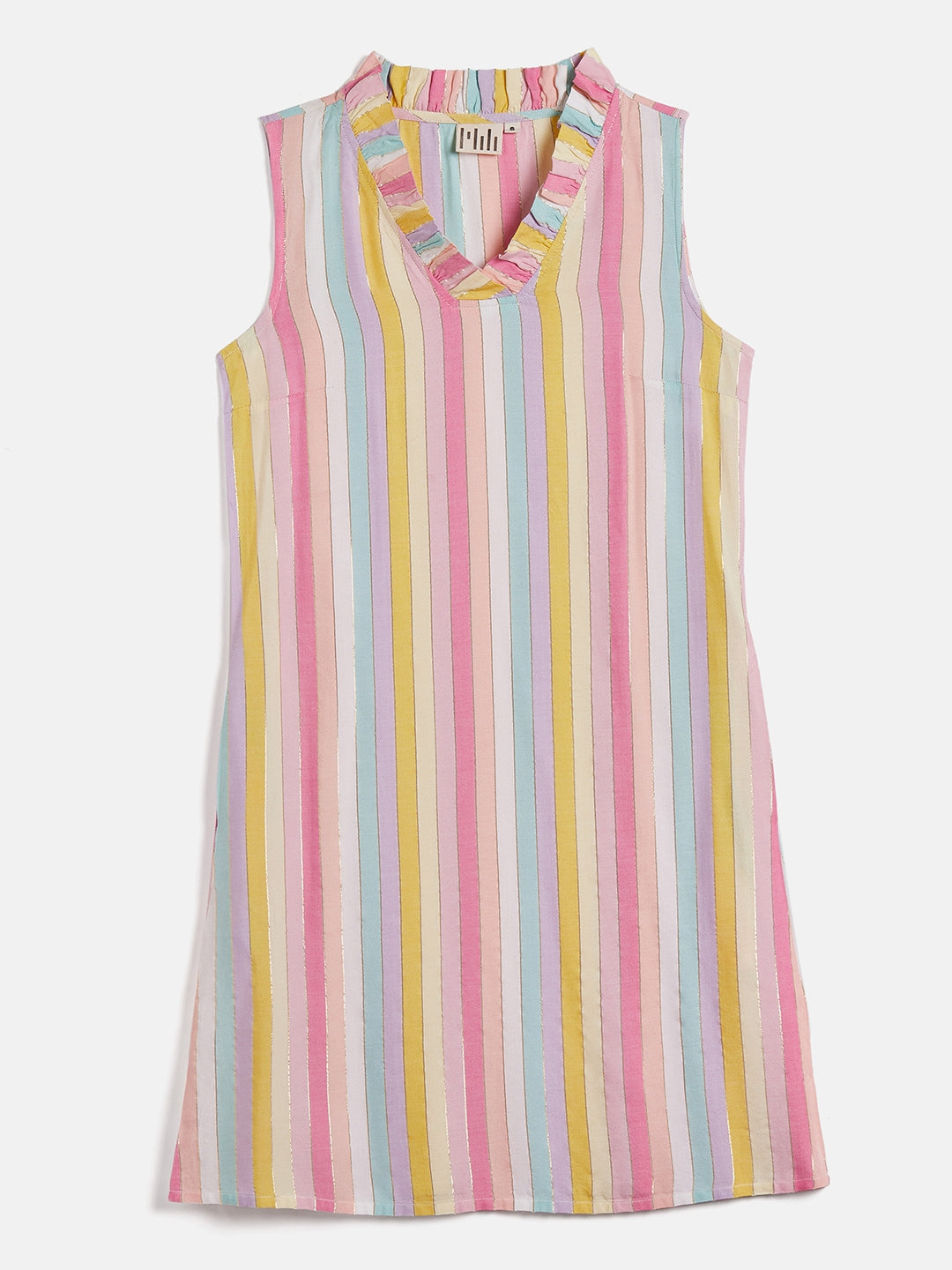 STRIPE RUFFLE DRESS