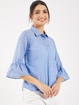 BUTTON DOWN FLARE SLEEVE SHIRT