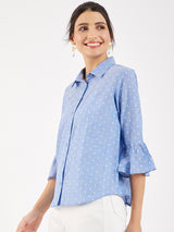 BUTTON DOWN FLARE SLEEVE SHIRT