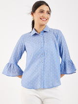 BUTTON DOWN FLARE SLEEVE SHIRT