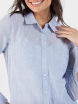 BOYFRIEND LUREX STRIPE BUTTON DOWN SHIRT