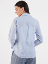 BOYFRIEND LUREX STRIPE BUTTON DOWN SHIRT